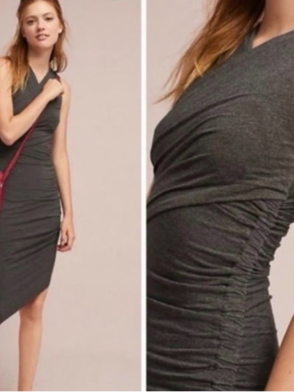 Moulinette Soeurs for Anthropology Elegant Charcoal Wrap Dress SzM